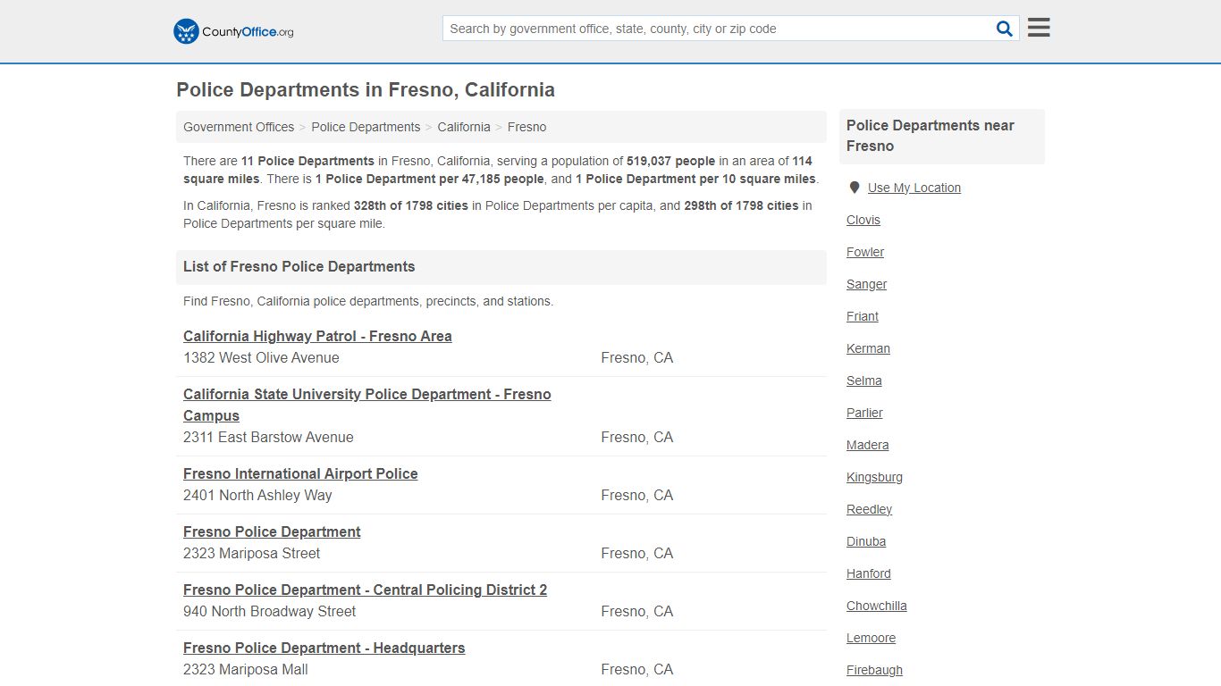 Police Departments - Fresno, CA (Arrest Records & Police Logs)