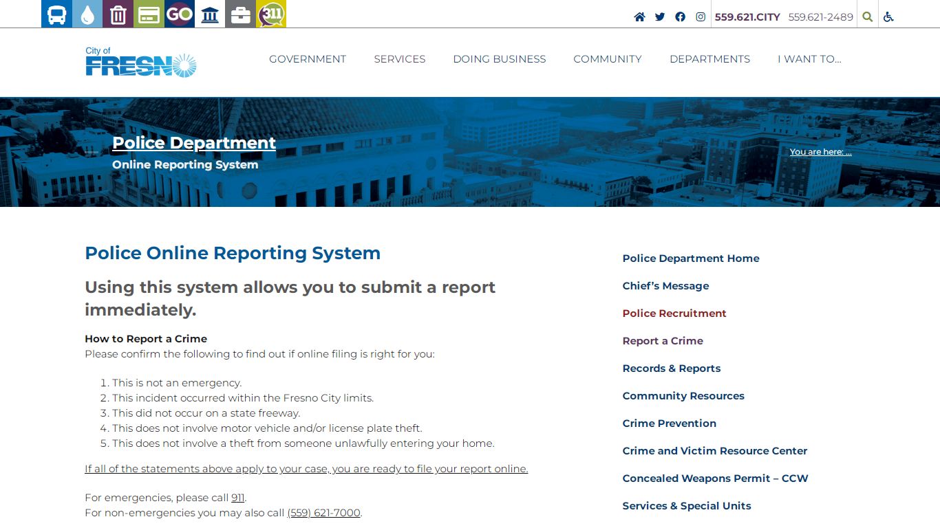 Police Department | Police Online Reporting System - Fresno